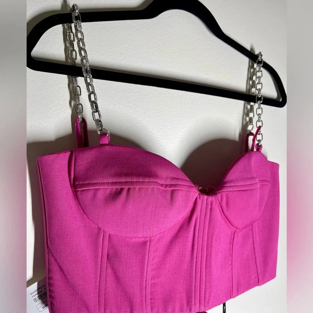 Guiseppe Di Morabito | Fuchsia Pink Bustier | Rhinestone Chain & Boning | IT 44